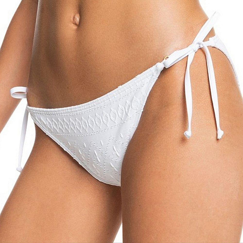 Roxy Women's White Quiet Beauty Side Tie Bikini Bottoms White Size Small